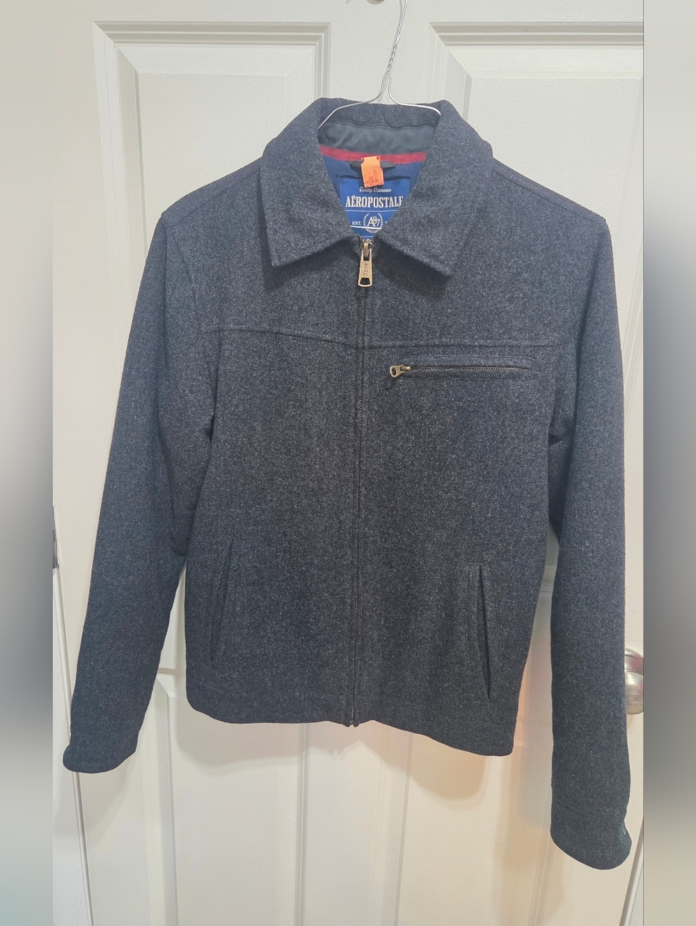 80% Wool VTG Abercrombie & Fitch Jacket Men's xsmall Wool Gray Full Zip 90s Y2K